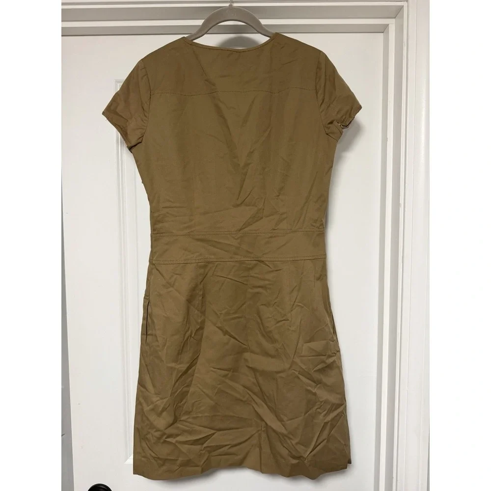 Tory Burch Farla Safari lace-up dress, Brown W/Gold Details, Size 6